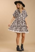 Umgee Animal Print Tiered Dress in Oatmeal ON ORDER - Image 2