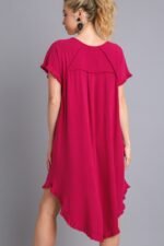 Umgee Ruby High Low Linen Blend Dress with Frayed Details - Image 3