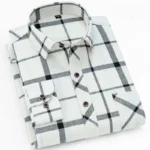 New Fashion Plaid Shirt Long Sleeve Shirt for Men-White / XL