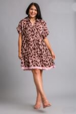 Umgee Animal Print Tiered Dress in Light Mauve - Image 2
